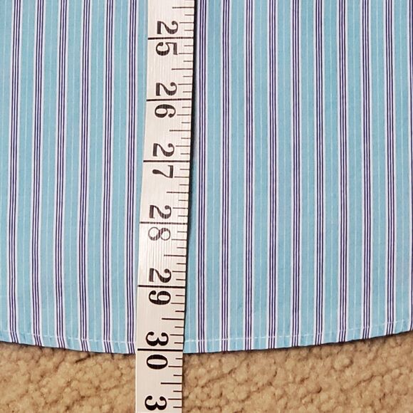 Izod Mens Sz Large Button Down Long Sleeve Shirt Blue Stripe - Picture 10 of 10